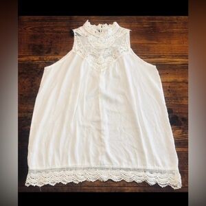ZANZEA NWT Women's Sheer Sleeveless White Top w/ Lace (4XL)